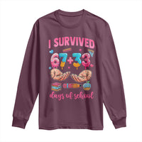 I Survived 67 33 Days Of School Long Sleeve Shirt Funny 100 Days of School 67 Ice Cream Drip - Wonder Print Shop