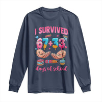 I Survived 67 33 Days Of School Long Sleeve Shirt Funny 100 Days of School 67 Ice Cream Drip - Wonder Print Shop
