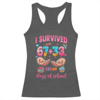 I Survived 67 33 Days Of School Racerback Tank Top Funny 100 Days of School 67 Ice Cream Drip - Wonder Print Shop