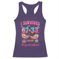 I Survived 67 33 Days Of School Racerback Tank Top Funny 100 Days of School 67 Ice Cream Drip - Wonder Print Shop