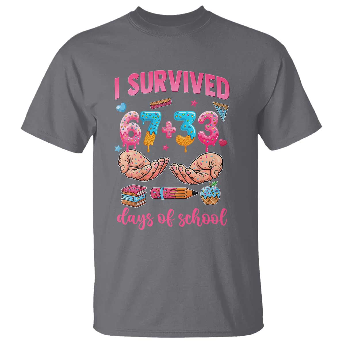 I Survived 67 33 Days Of School T Shirt Funny 100 Days of School 67 Ice Cream Drip - Wonder Print Shop