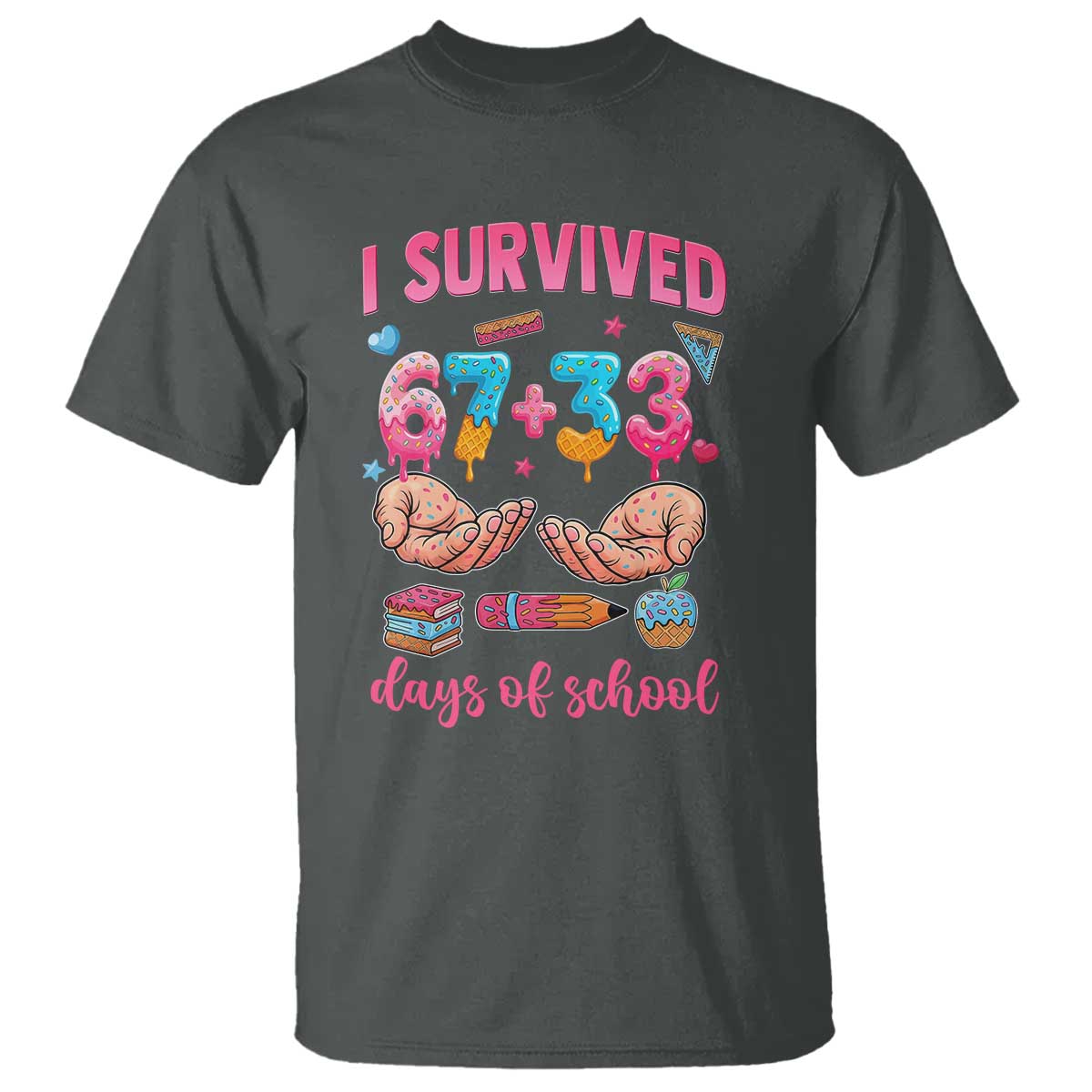 I Survived 67 33 Days Of School T Shirt Funny 100 Days of School 67 Ice Cream Drip - Wonder Print Shop