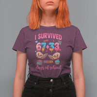 I Survived 67 33 Days Of School T Shirt For Women Funny 100 Days of School 67 Ice Cream Drip - Wonder Print Shop