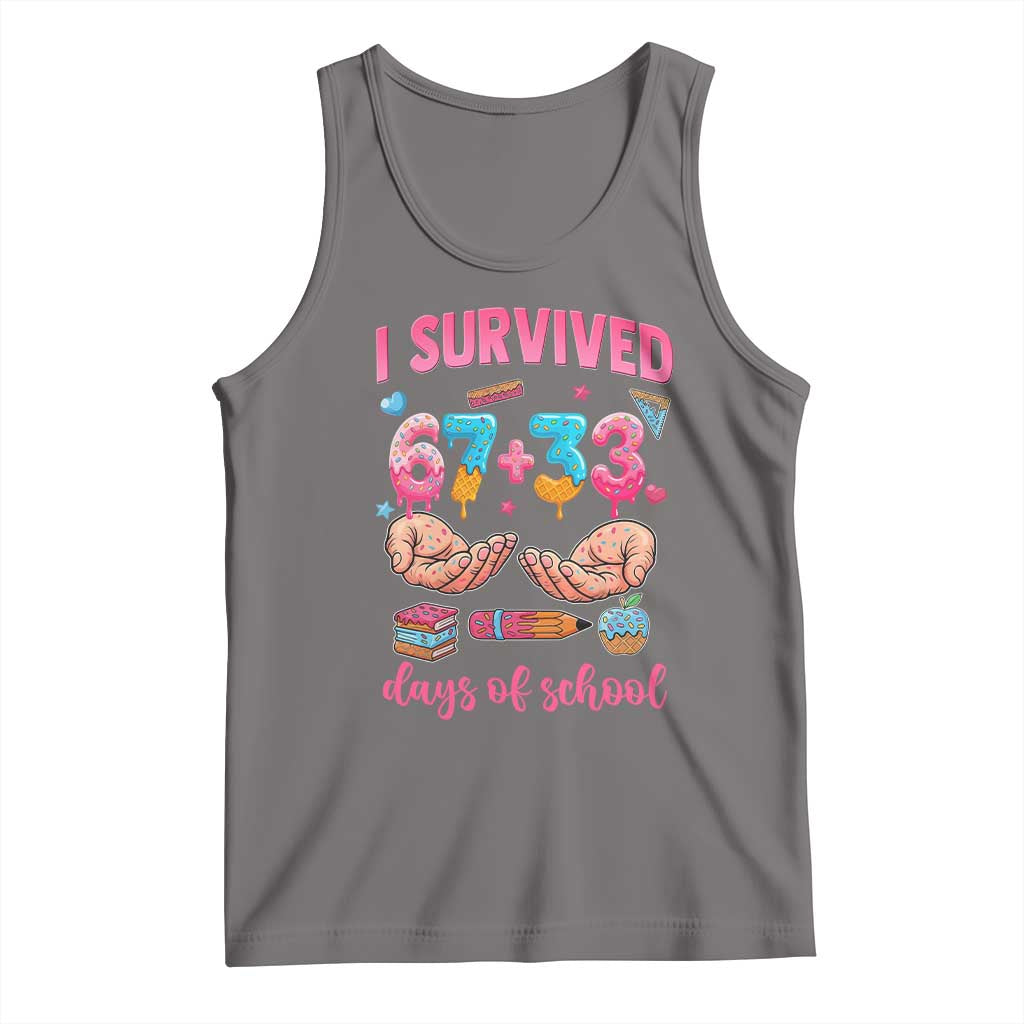 I Survived 67 33 Days Of School Tank Top Funny 100 Days of School 67 Ice Cream Drip - Wonder Print Shop