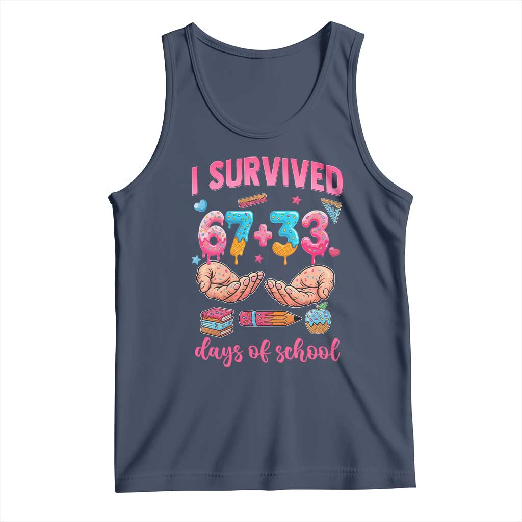I Survived 67 33 Days Of School Tank Top Funny 100 Days of School 67 Ice Cream Drip - Wonder Print Shop