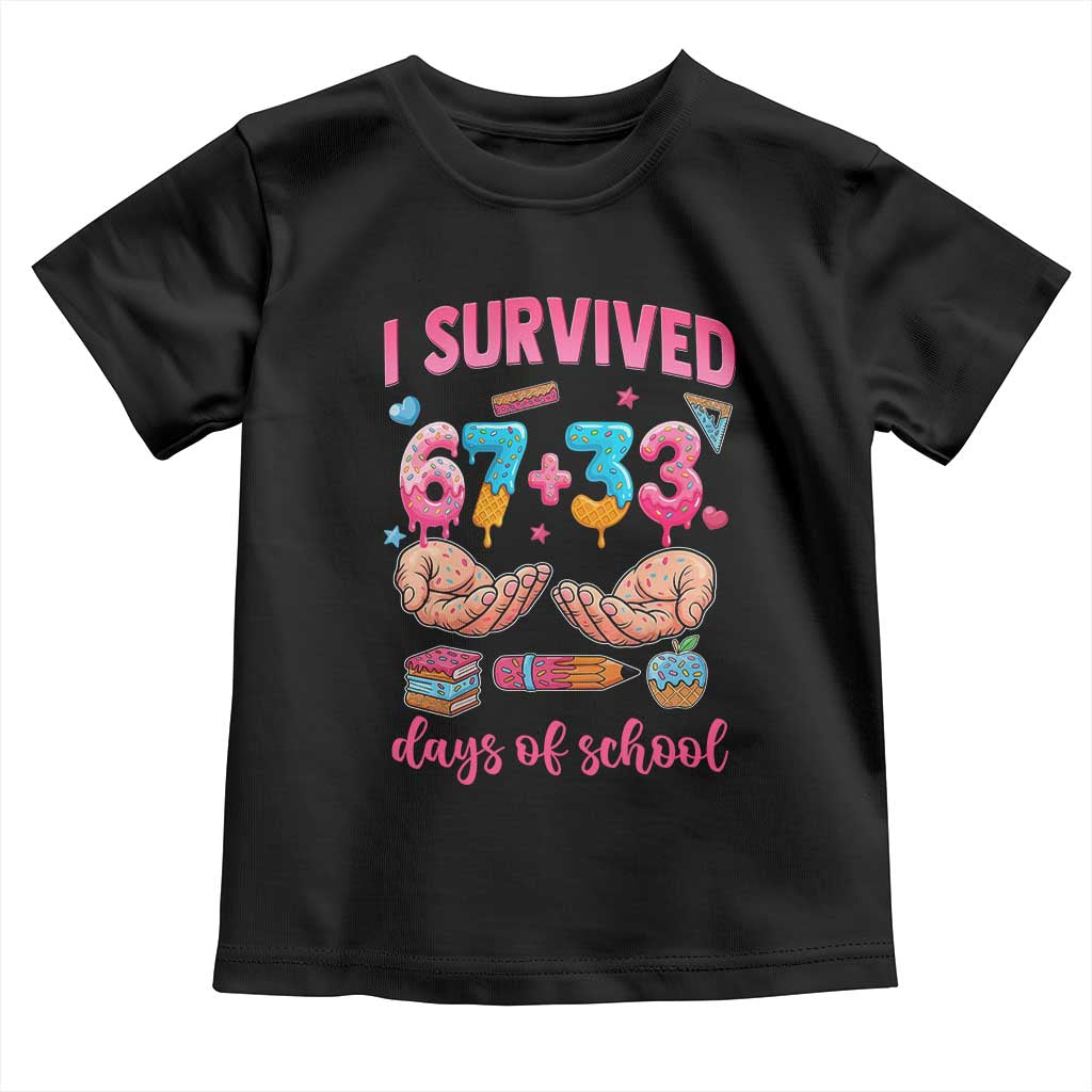 I Survived 67 33 Days Of School Toddler T Shirt Funny 100 Days of School 67 Ice Cream Drip - Wonder Print Shop