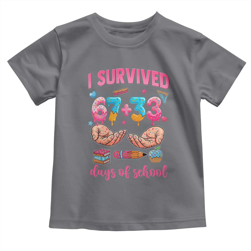 I Survived 67 33 Days Of School Toddler T Shirt Funny 100 Days of School 67 Ice Cream Drip - Wonder Print Shop