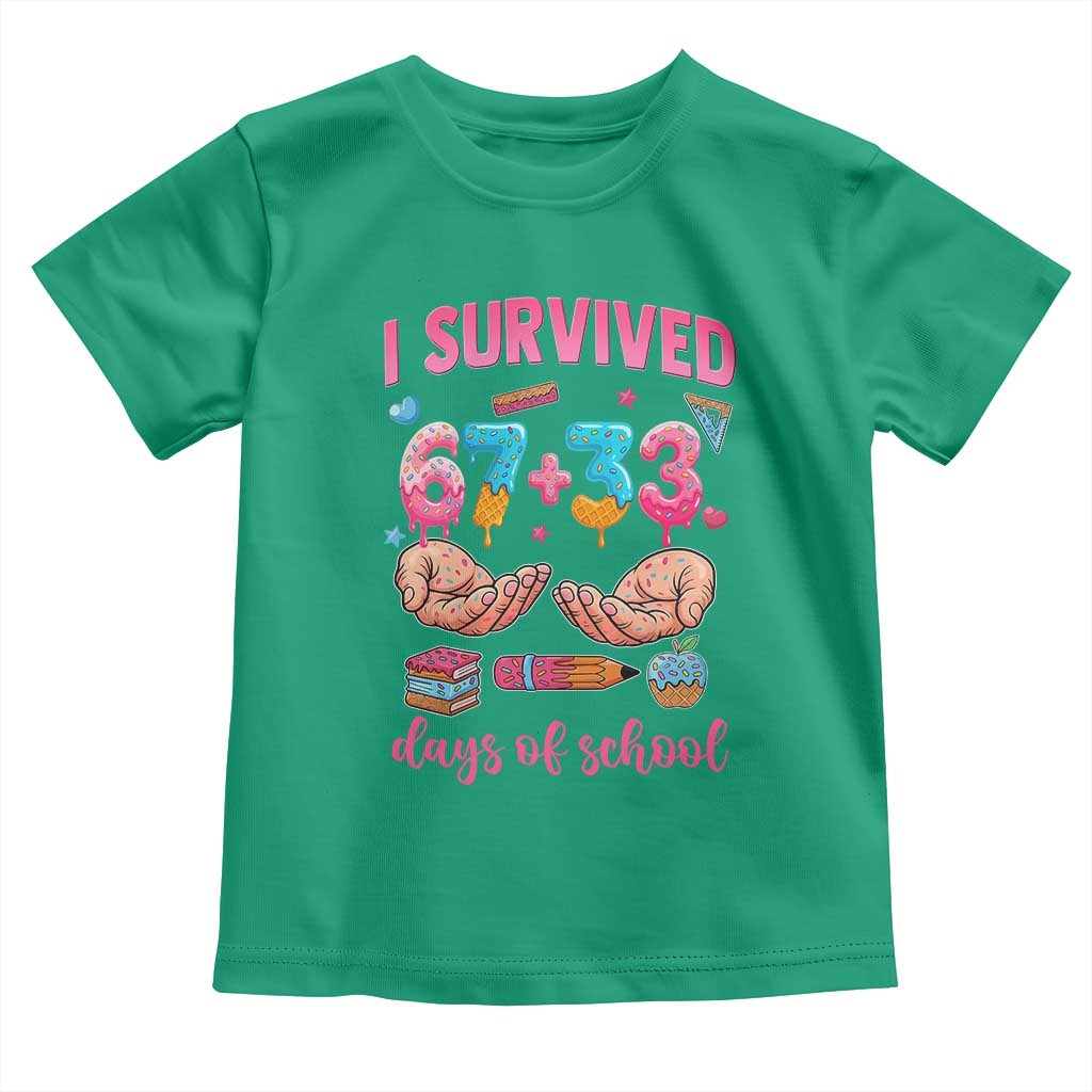 I Survived 67 33 Days Of School Toddler T Shirt Funny 100 Days of School 67 Ice Cream Drip - Wonder Print Shop