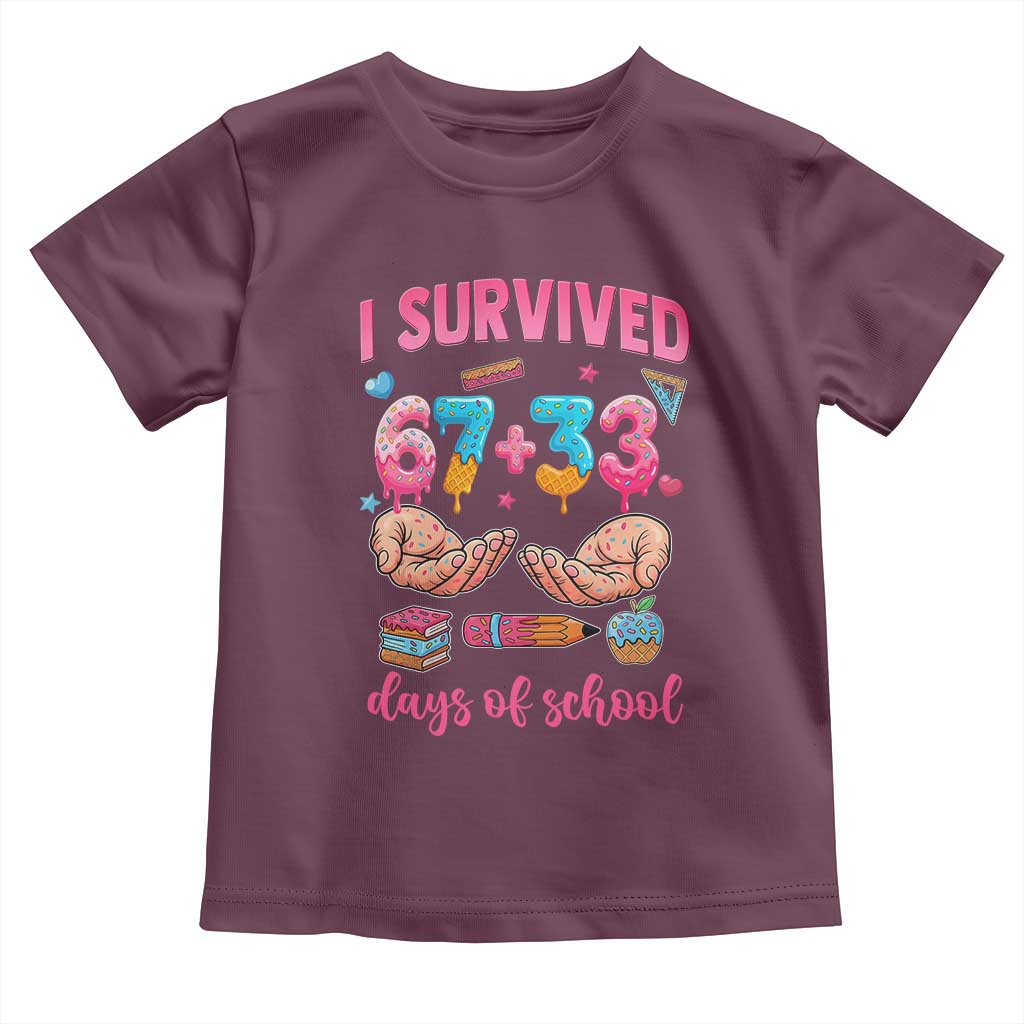 I Survived 67 33 Days Of School Toddler T Shirt Funny 100 Days of School 67 Ice Cream Drip - Wonder Print Shop