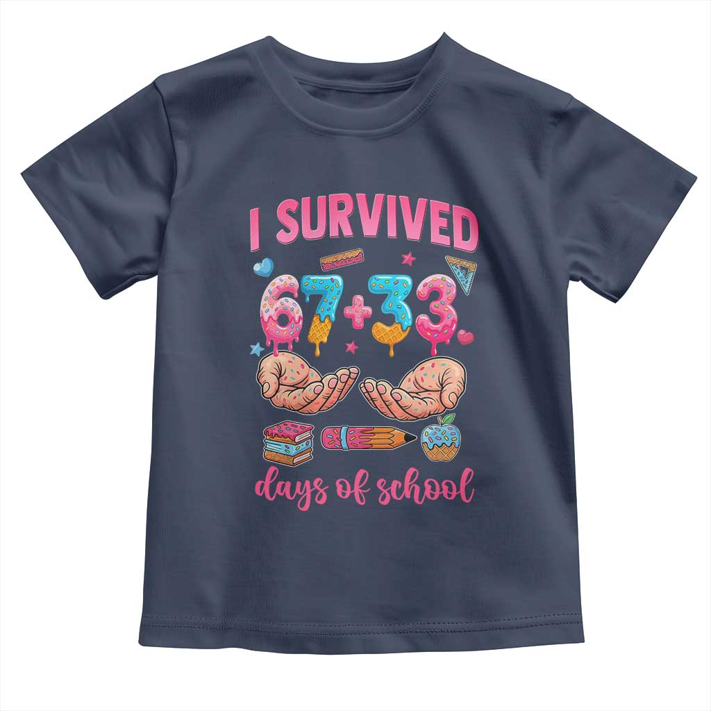 I Survived 67 33 Days Of School Toddler T Shirt Funny 100 Days of School 67 Ice Cream Drip - Wonder Print Shop