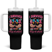 I Survived 67 33 Days Of School Tumbler With Handle Funny 100 Days of School 67 Ice Cream Drip
