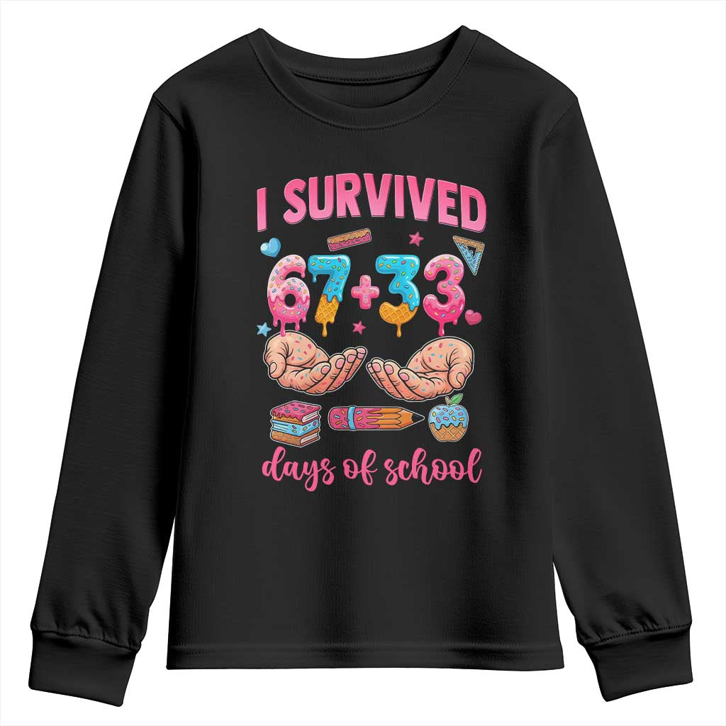 I Survived 67 33 Days Of School Youth Sweatshirt Funny 100 Days of School 67 Ice Cream Drip - Wonder Print Shop
