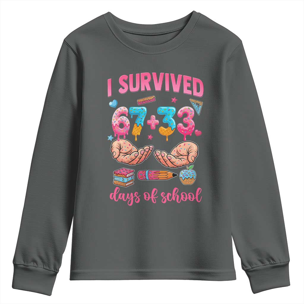 I Survived 67 33 Days Of School Youth Sweatshirt Funny 100 Days of School 67 Ice Cream Drip - Wonder Print Shop