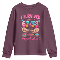 I Survived 67 33 Days Of School Youth Sweatshirt Funny 100 Days of School 67 Ice Cream Drip - Wonder Print Shop
