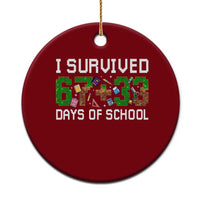 I Survived 67 33 Days Of School Ceramic Ornament Funny 100 Days of School 67 Pixel Game - Wonder Print Shop