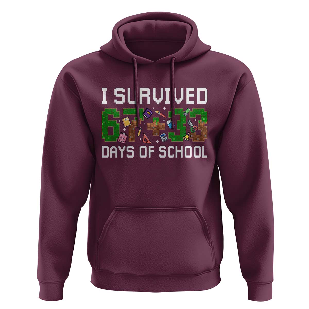 I Survived 67 33 Days Of School Hoodie Funny 100 Days of School 67 Pixel Game - Wonder Print Shop