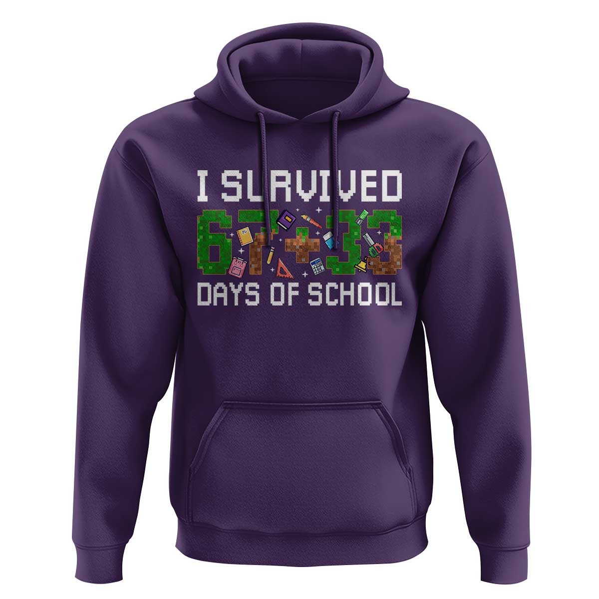 I Survived 67 33 Days Of School Hoodie Funny 100 Days of School 67 Pixel Game - Wonder Print Shop