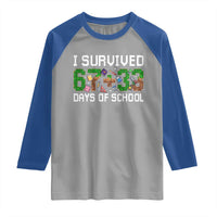 I Survived 67 33 Days Of School Raglan Shirt Funny 100 Days of School 67 Pixel Game - Wonder Print Shop