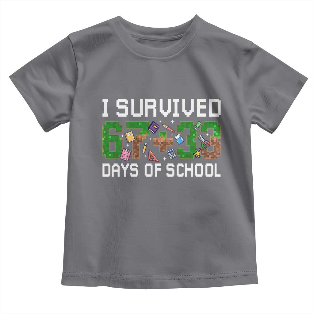 I Survived 67 33 Days Of School Toddler T Shirt Funny 100 Days of School 67 Pixel Game - Wonder Print Shop