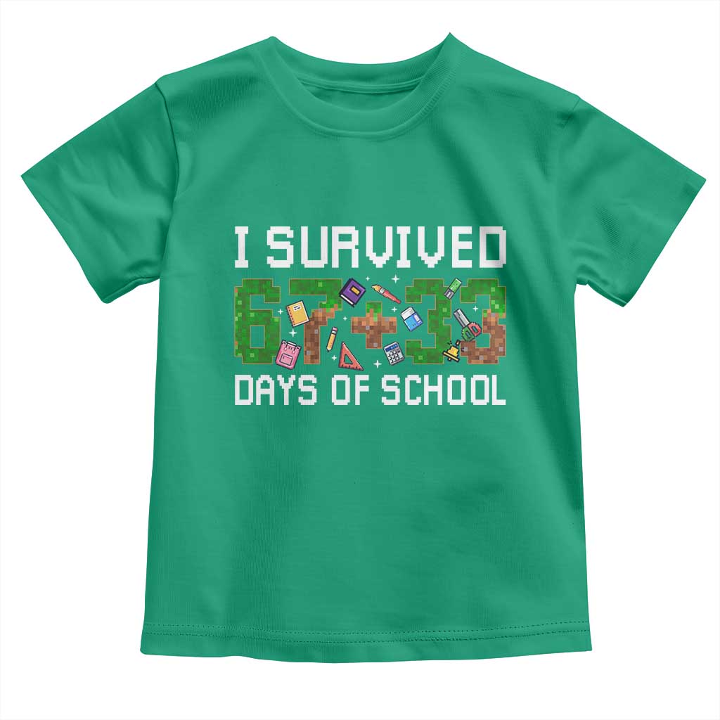 I Survived 67 33 Days Of School Toddler T Shirt Funny 100 Days of School 67 Pixel Game - Wonder Print Shop