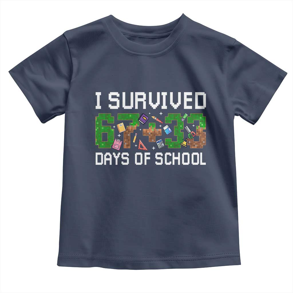 I Survived 67 33 Days Of School Toddler T Shirt Funny 100 Days of School 67 Pixel Game - Wonder Print Shop