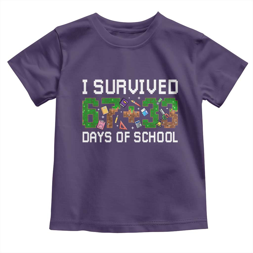 I Survived 67 33 Days Of School Toddler T Shirt Funny 100 Days of School 67 Pixel Game - Wonder Print Shop