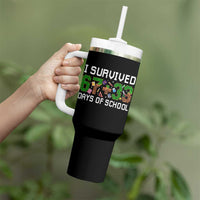I Survived 67 33 Days Of School Tumbler With Handle Funny 100 Days of School 67 Pixel Game