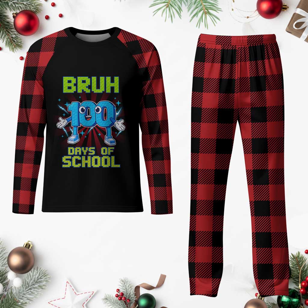 Bruh I Survived 67 33 Days Of School Plaid Pajama Set Funny 100th Days of School 67 Game Meme - Wonder Print Shop
