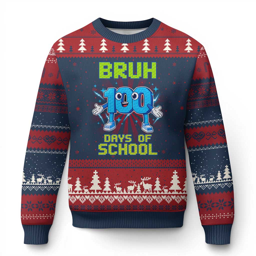 Bruh I Survived 67 33 Days Of School Ugly Christmas Sweater Funny 100th Days of School 67 Game Meme - Wonder Print Shop