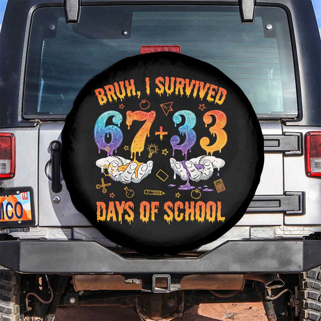 Bruh I Survived 67 33 Days Of School Spare Tire Cover Funny 100th Days of School Teacher 67 Drip