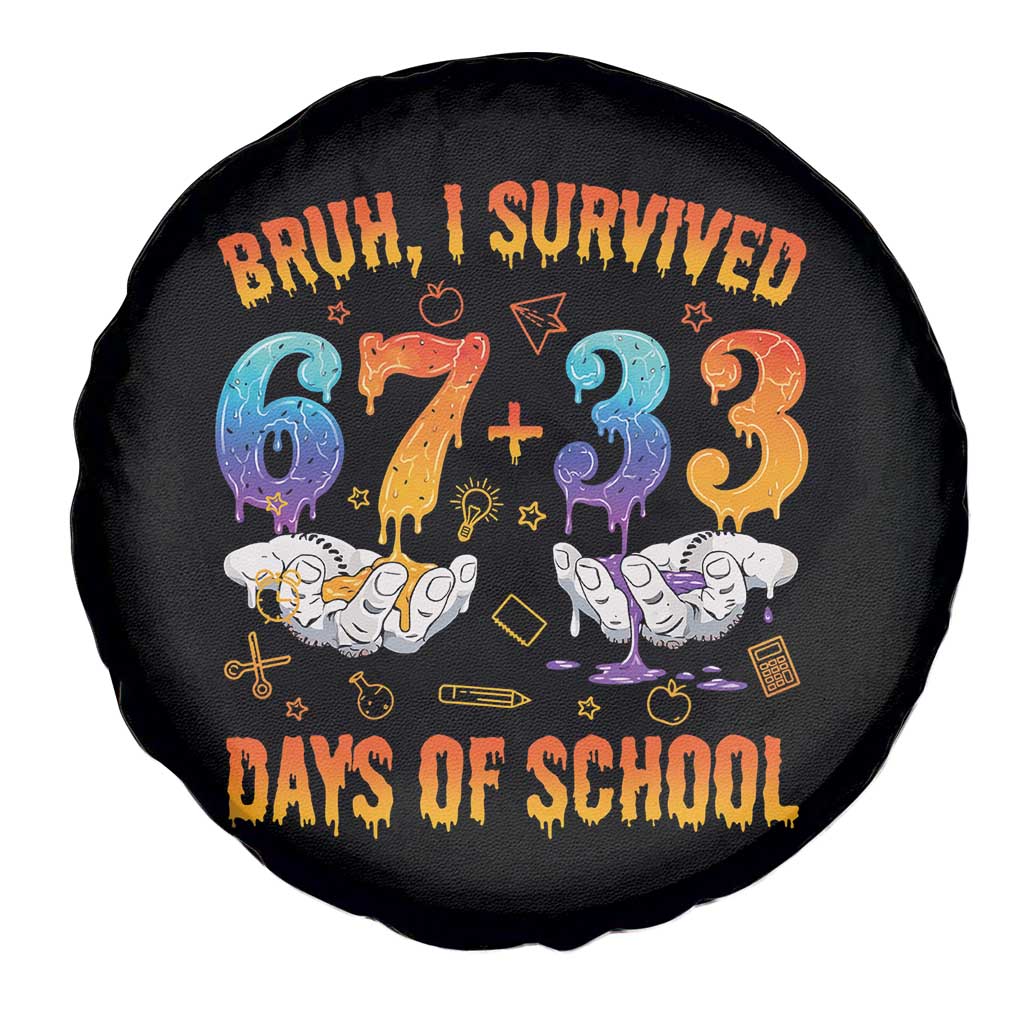 Bruh I Survived 67 33 Days Of School Spare Tire Cover Funny 100th Days of School Teacher 67 Drip