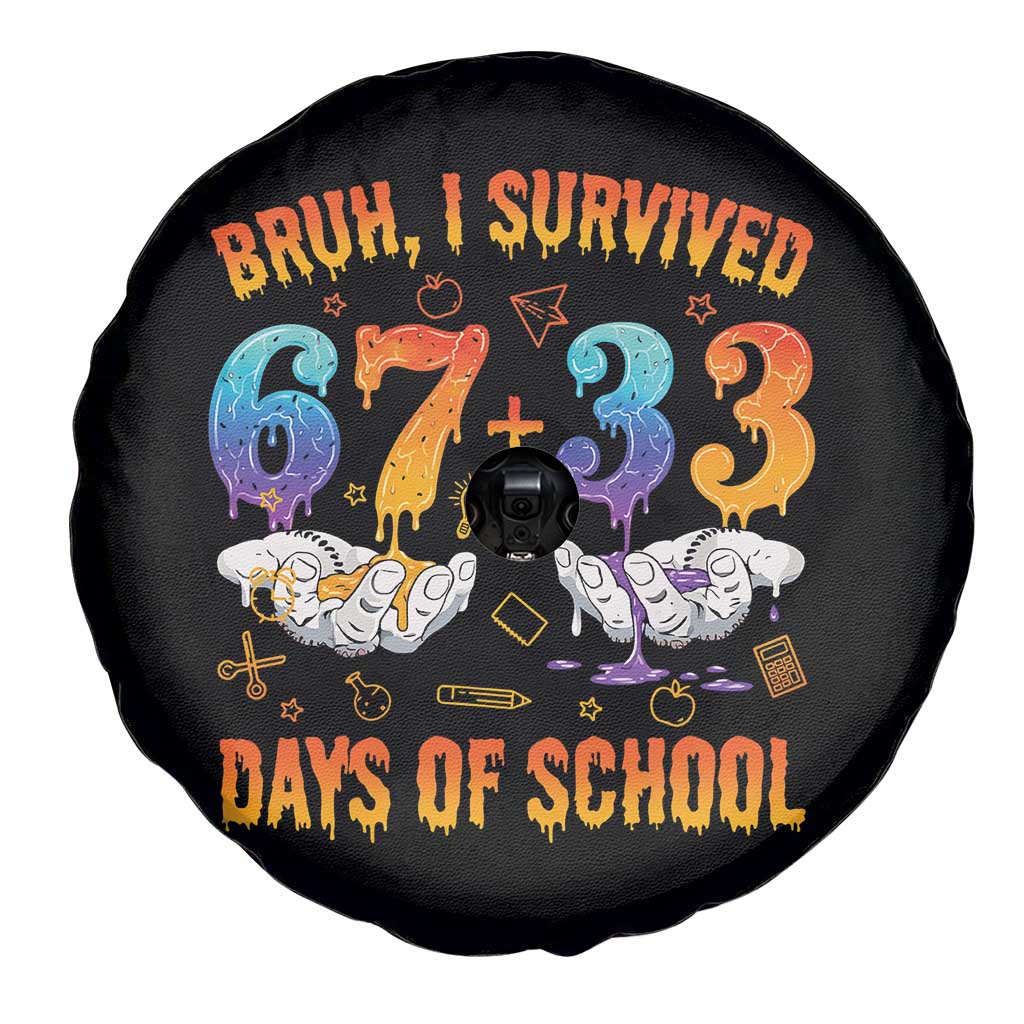 Bruh I Survived 67 33 Days Of School Spare Tire Cover Funny 100th Days of School Teacher 67 Drip