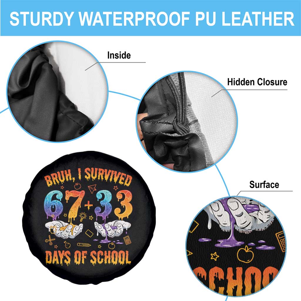 Bruh I Survived 67 33 Days Of School Spare Tire Cover Funny 100th Days of School Teacher 67 Drip