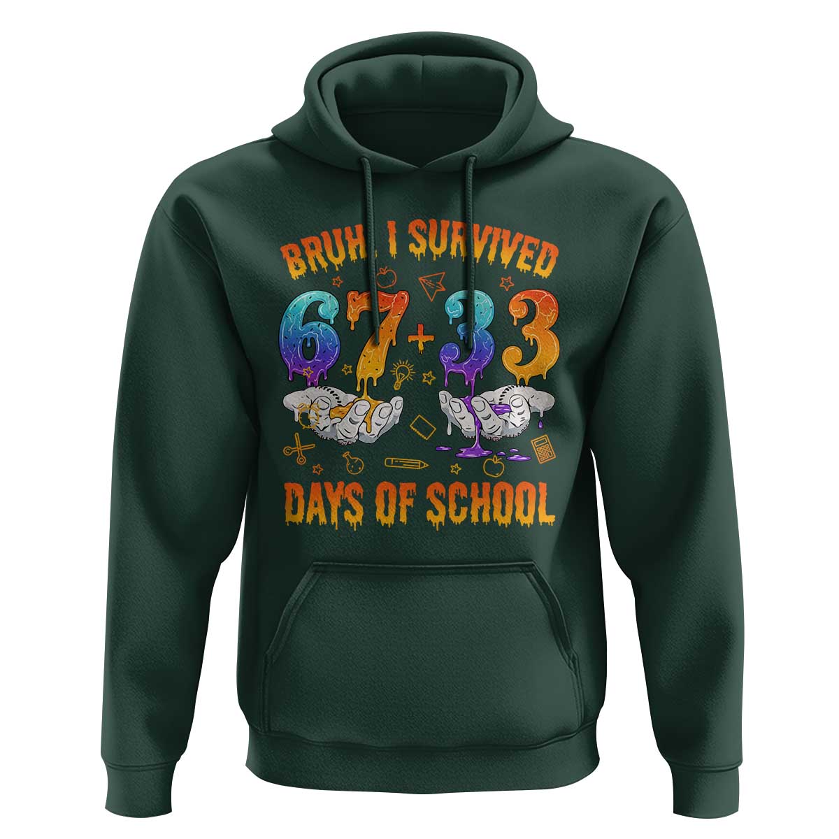 Bruh I Survived 67 33 Days Of School Hoodie Funny 100th Days of School Teacher 67 Drip - Wonder Print Shop