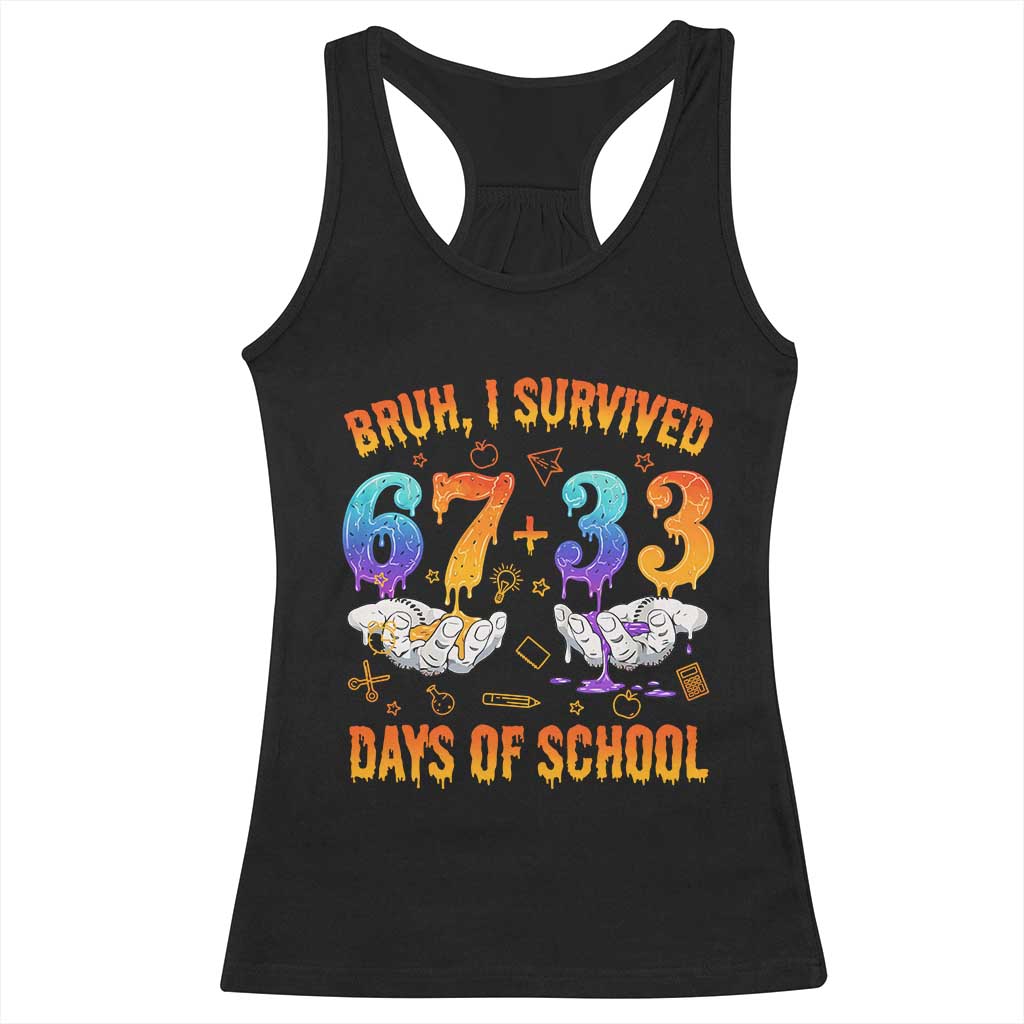 Bruh I Survived 67 33 Days Of School Racerback Tank Top Funny 100th Days of School Teacher 67 Drip - Wonder Print Shop