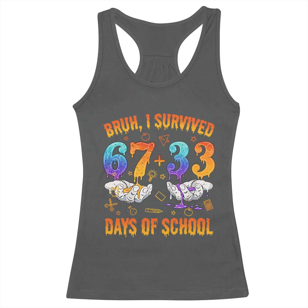 Bruh I Survived 67 33 Days Of School Racerback Tank Top Funny 100th Days of School Teacher 67 Drip - Wonder Print Shop