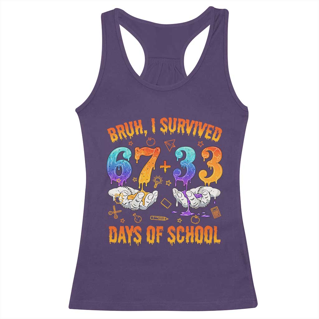 Bruh I Survived 67 33 Days Of School Racerback Tank Top Funny 100th Days of School Teacher 67 Drip - Wonder Print Shop