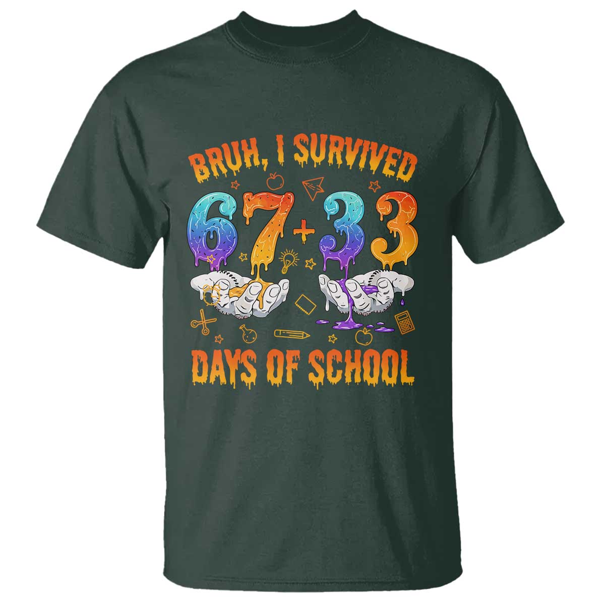 Bruh I Survived 67 33 Days Of School T Shirt Funny 100th Days of School Teacher 67 Drip - Wonder Print Shop