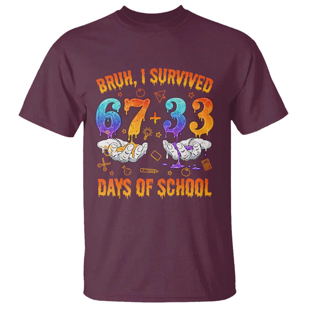 Bruh I Survived 67 33 Days Of School T Shirt Funny 100th Days of School Teacher 67 Drip - Wonder Print Shop