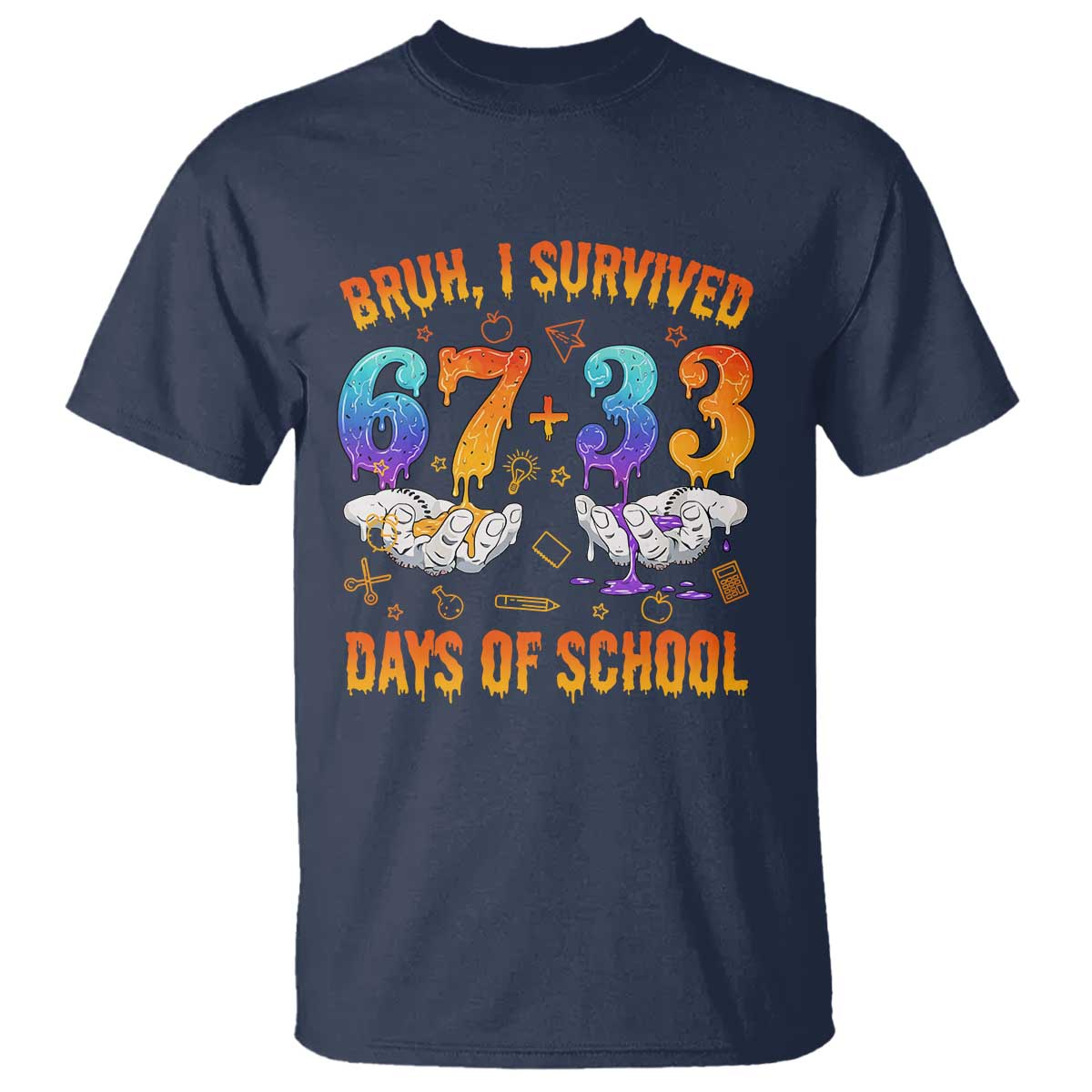 Bruh I Survived 67 33 Days Of School T Shirt Funny 100th Days of School Teacher 67 Drip - Wonder Print Shop