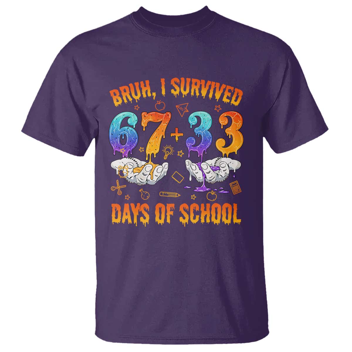 Bruh I Survived 67 33 Days Of School T Shirt Funny 100th Days of School Teacher 67 Drip - Wonder Print Shop