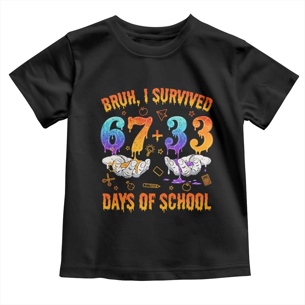 Bruh I Survived 67 33 Days Of School Toddler T Shirt Funny 100th Days of School Teacher 67 Drip - Wonder Print Shop