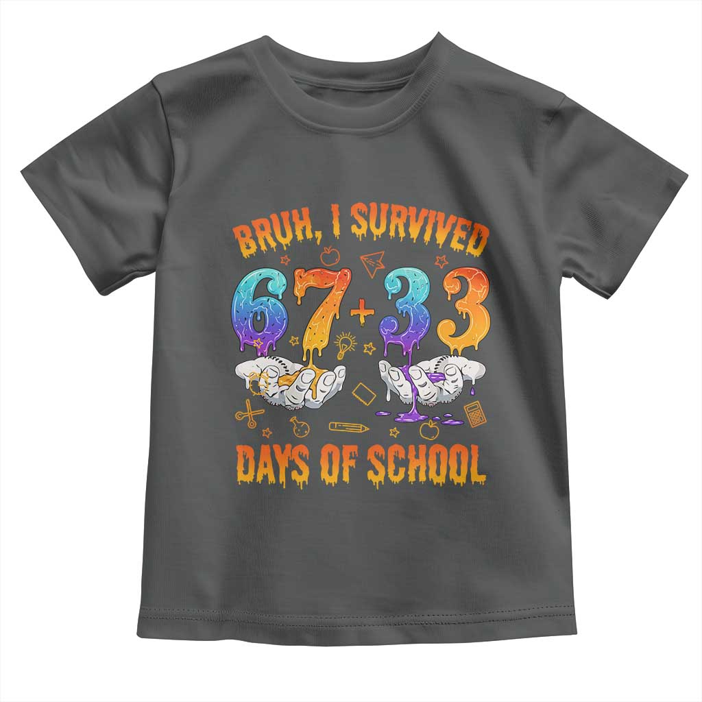 Bruh I Survived 67 33 Days Of School Toddler T Shirt Funny 100th Days of School Teacher 67 Drip - Wonder Print Shop
