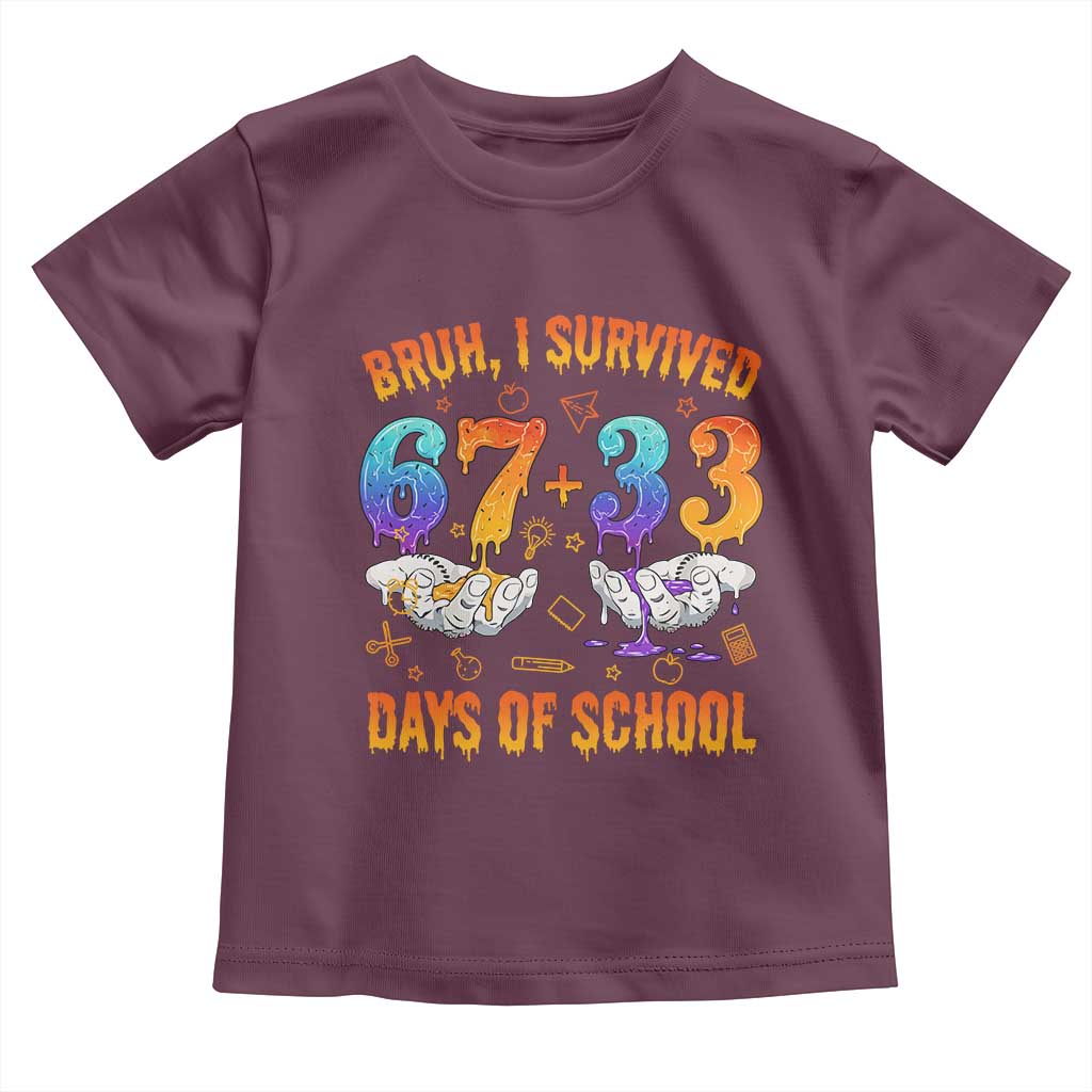 Bruh I Survived 67 33 Days Of School Toddler T Shirt Funny 100th Days of School Teacher 67 Drip - Wonder Print Shop