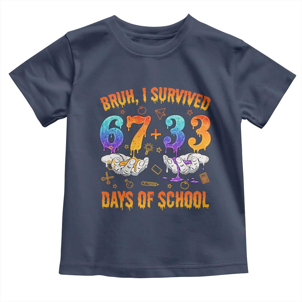 Bruh I Survived 67 33 Days Of School Toddler T Shirt Funny 100th Days of School Teacher 67 Drip - Wonder Print Shop