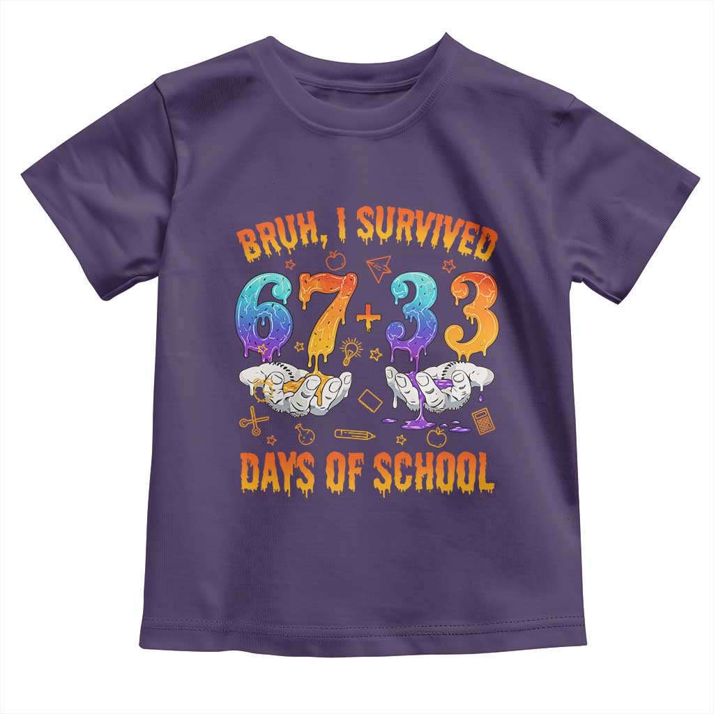 Bruh I Survived 67 33 Days Of School Toddler T Shirt Funny 100th Days of School Teacher 67 Drip - Wonder Print Shop