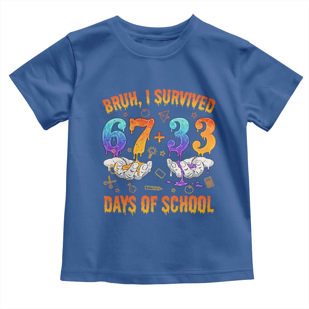 Bruh I Survived 67 33 Days Of School Toddler T Shirt Funny 100th Days of School Teacher 67 Drip - Wonder Print Shop