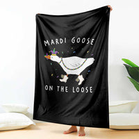 Mardi Goose On The Loose Throw Blanket Funny Mardi Gras Carnival Parade