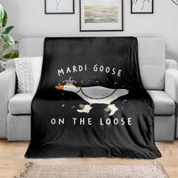Mardi Goose On The Loose Throw Blanket Funny Mardi Gras Carnival Parade