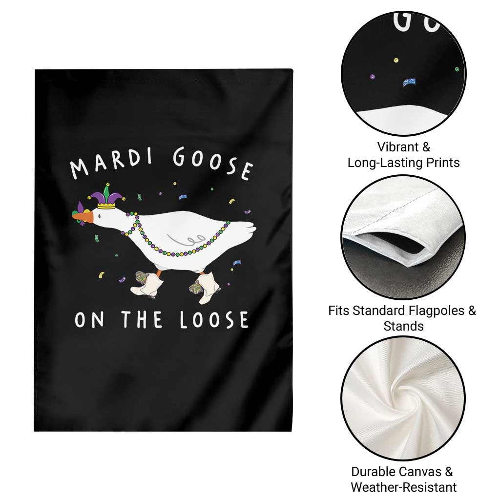 Mardi Goose On The Loose Garden Flag Funny Mardi Gras Carnival Parade
